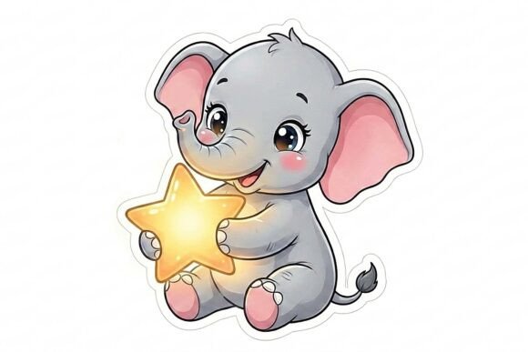 Adorable Baby Elephant Sticker PNGs for Creative Projects
