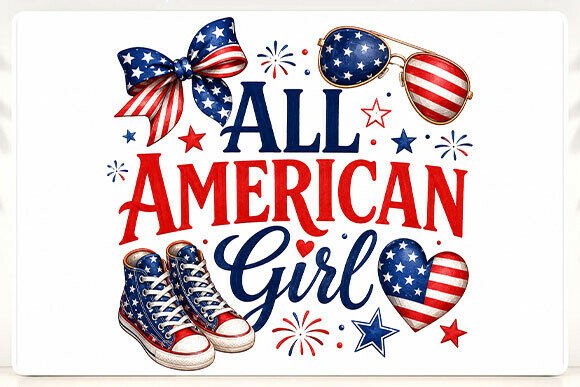 All American Girl PNG – Celebrate a Classic Patriotic Theme