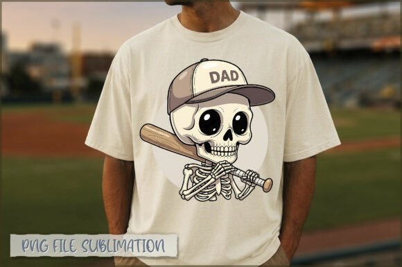 Baseball Dad Skeleton Funny Dad PNG: A Versatile Design for Father’s Day Celebrations