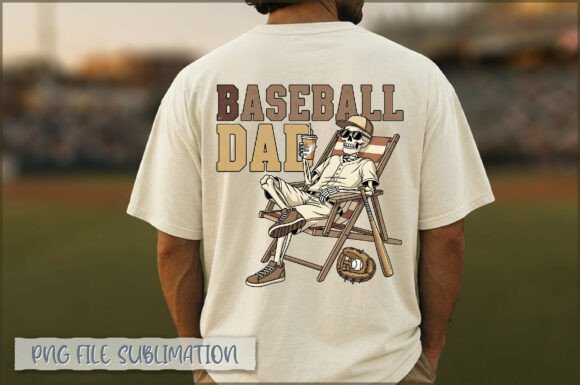 Baseball Dad Skeleton USA Patriotic PNG: A Fun and Patriotic Father's Day Design
