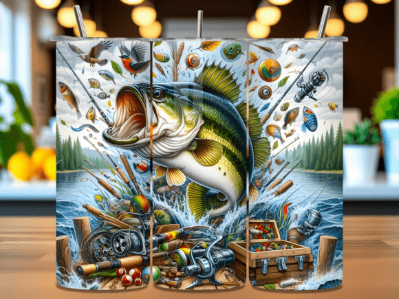 Bass Fishing Tumbler Wrap PNG