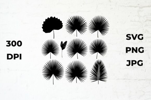 Black Silhouette Palm Leaves Design