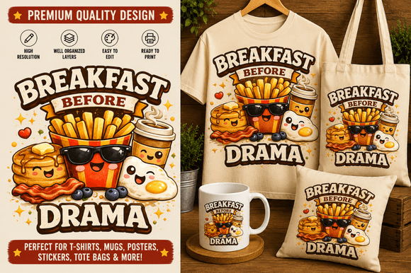 Breakfast Before Drama 🍳☕: A Trendy Design for Food Lovers and Daily Life Enthusiasts