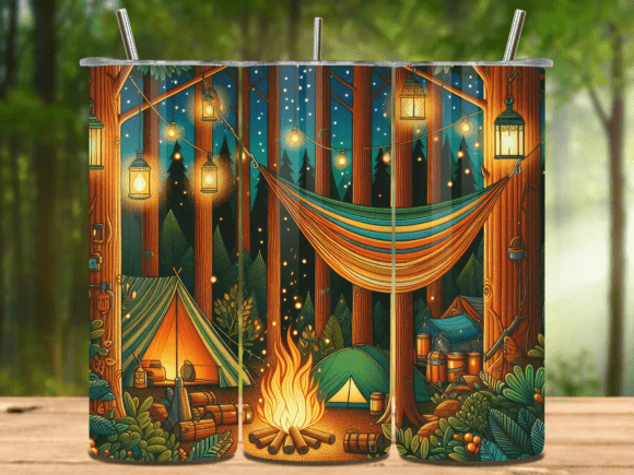 Camping 20 Oz Tumbler Wrap PNG V.28: A Versatile Design for Outdoor Enthusiasts