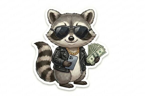 Cool Raccoon with Money PNG