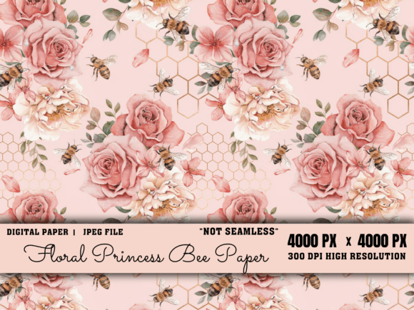 Floral Princess Bee Digital Paper