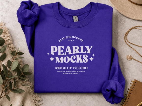 Gildan 18000 Purple Flat Lay Mockup