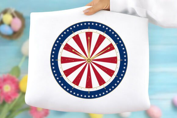High-Quality American Flag Clock Sublimation Free Png for Creative Projects