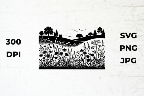 Meadow Landscape Silhouette
