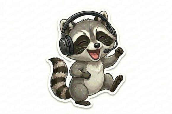 Music Lover Raccoon Sticker