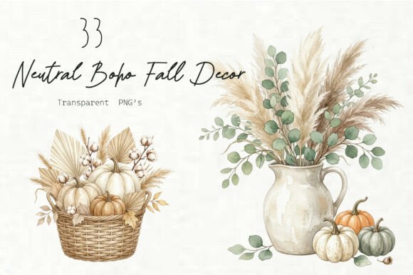 Neutral Boho Fall Decor Watercolor