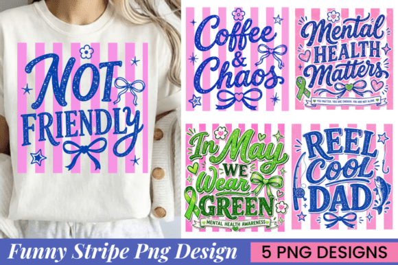 Striped Funny Quotes T-shirt Bundle