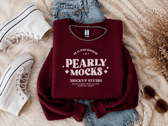 Transform Your Designs with the Gildan 18000 Maroon Folded Mockup